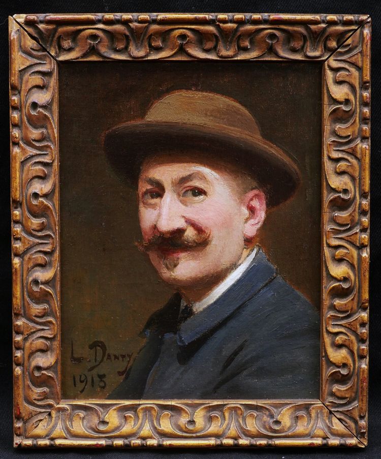 Léopold DANTY, Ritratti di un uomo e una donna con un cappello