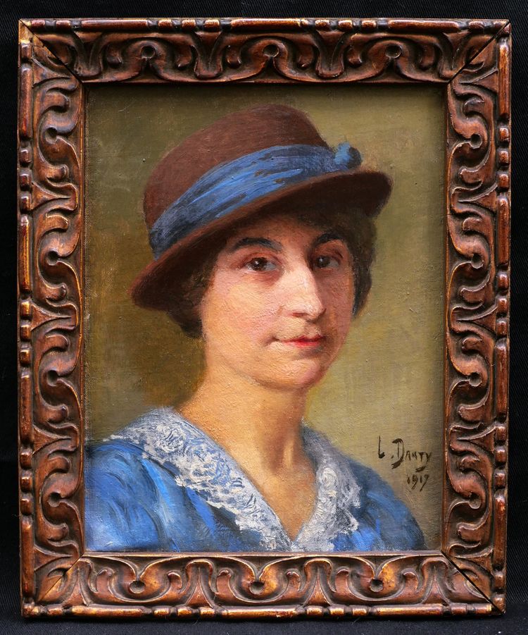 Léopold DANTY, Ritratti di un uomo e una donna con un cappello