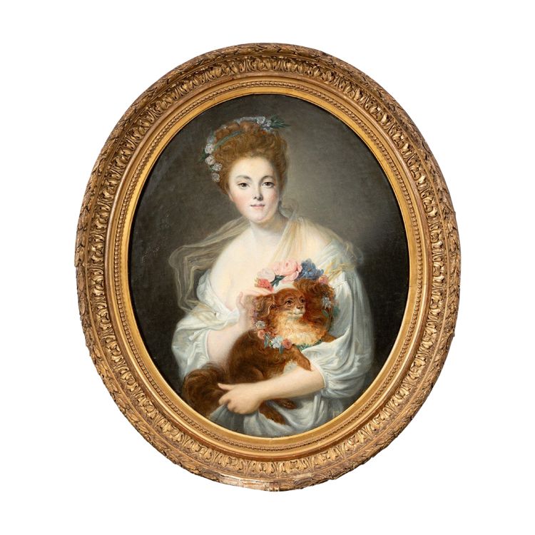 D'après l'oeuvre de Jean Baptiste Greuze, Portrait présumé de Madame Porcin, huile sur toile, XIXe