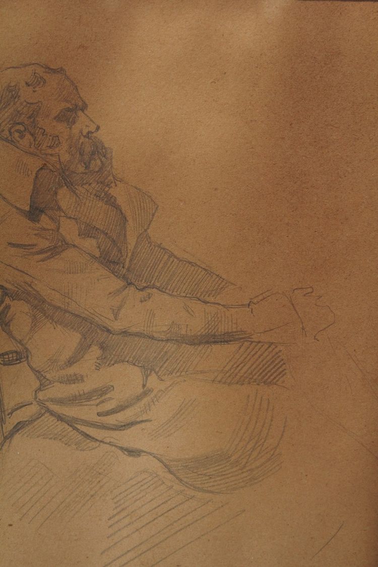 Bleistiftzeichnung 'Mann mit sitzendem Bart' signiert André Marchand (1877-1951)
