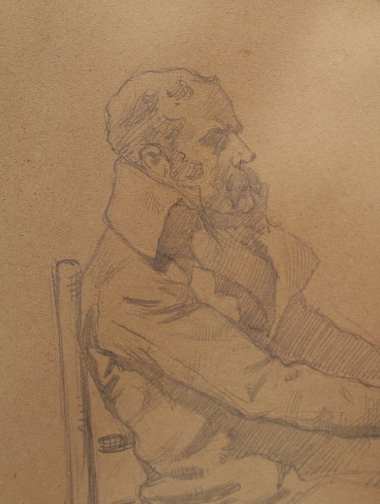 Bleistiftzeichnung 'Mann mit sitzendem Bart' signiert André Marchand (1877-1951)