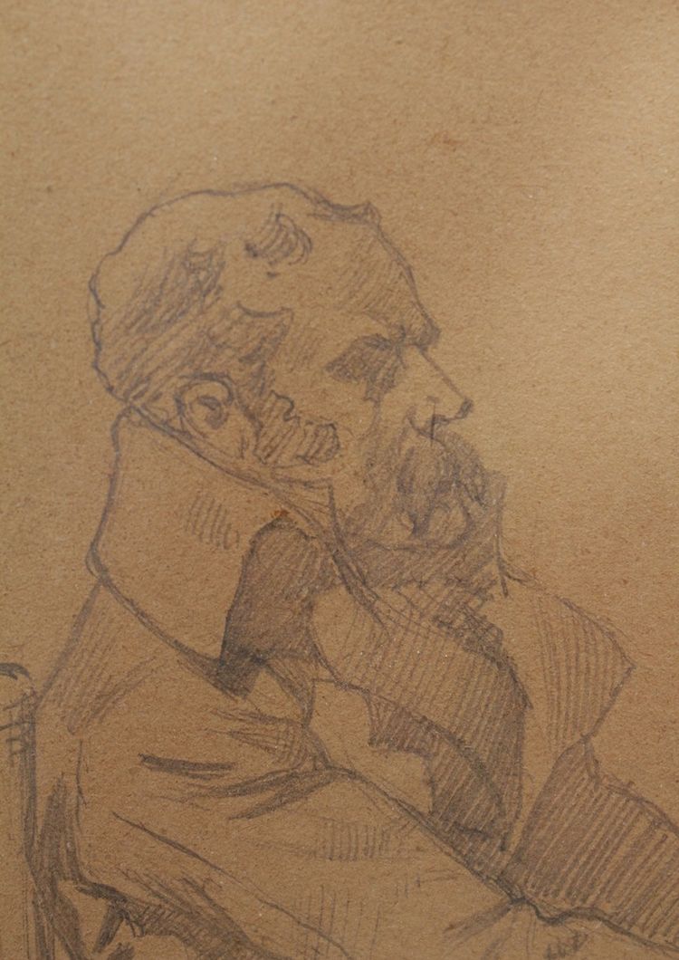 Bleistiftzeichnung 'Mann mit sitzendem Bart' signiert André Marchand (1877-1951)