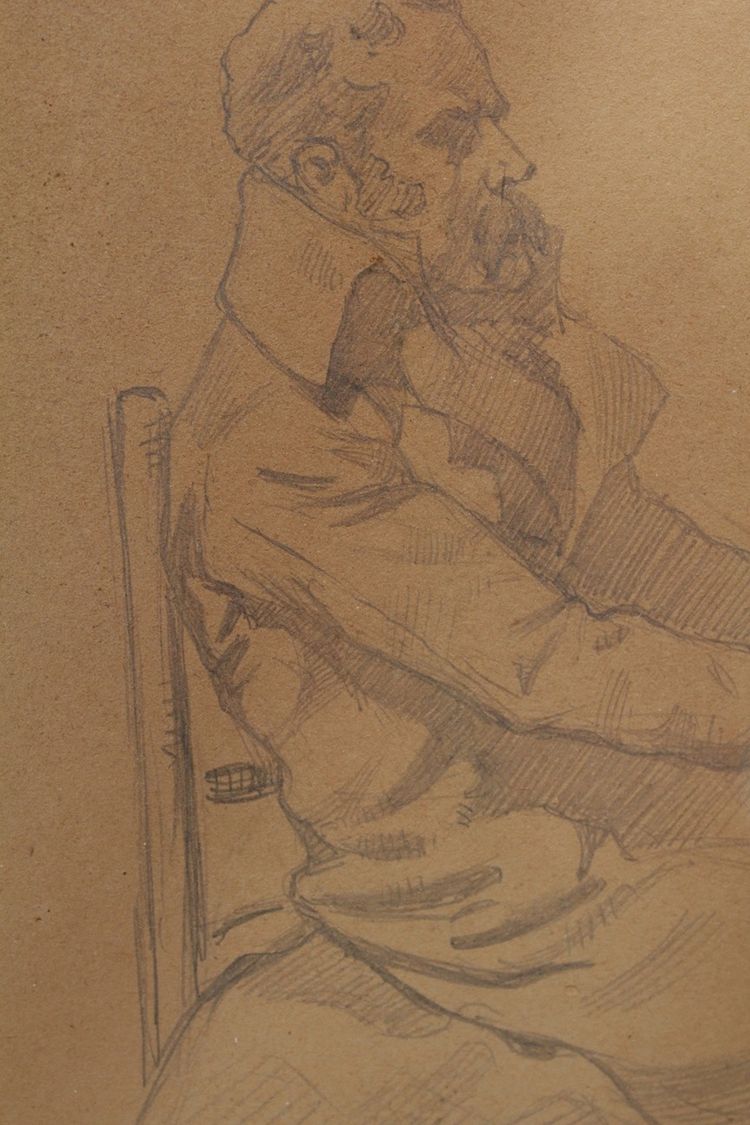 Bleistiftzeichnung 'Mann mit sitzendem Bart' signiert André Marchand (1877-1951)