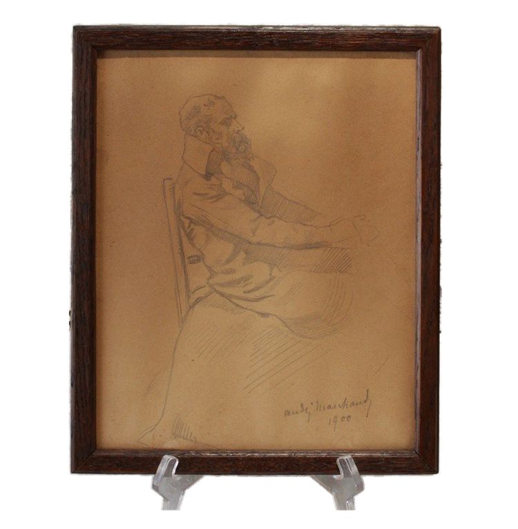 Bleistiftzeichnung 'Mann mit sitzendem Bart' signiert André Marchand (1877-1951)