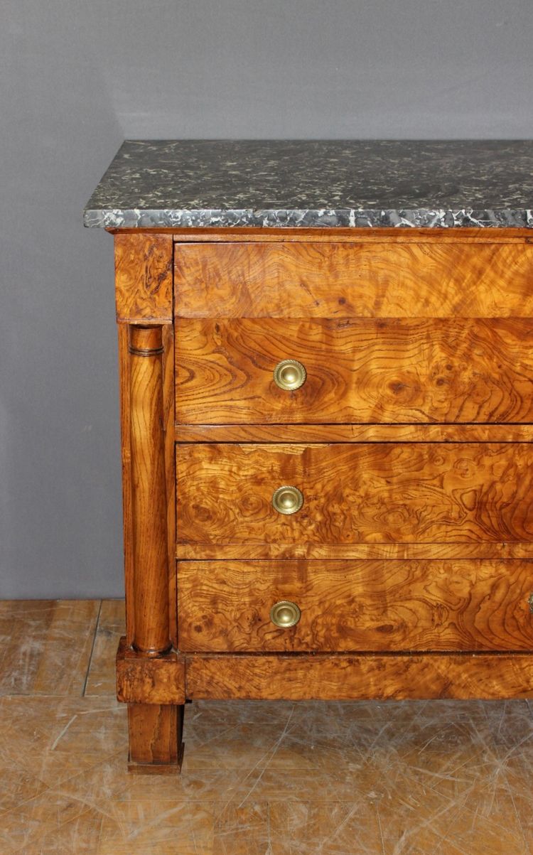 Commode Empire en loupe de frêne XIX