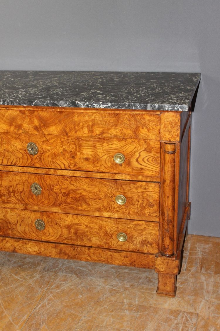 Commode Empire en loupe de frêne XIX