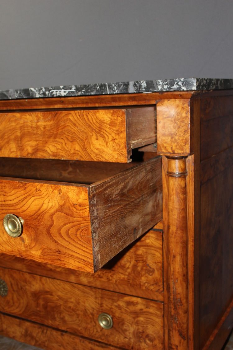 Commode Empire en loupe de frêne XIX