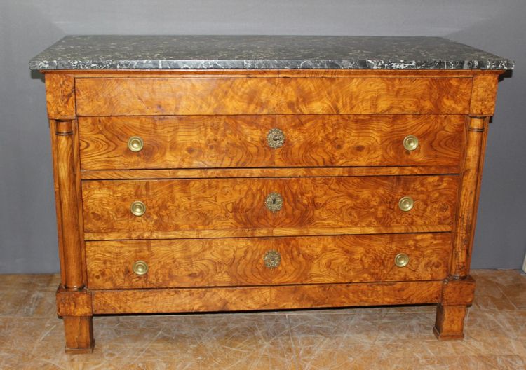 Commode Empire en loupe de frêne XIX