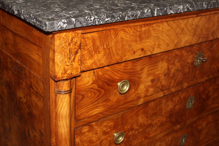 Commode Empire en loupe de frêne XIX