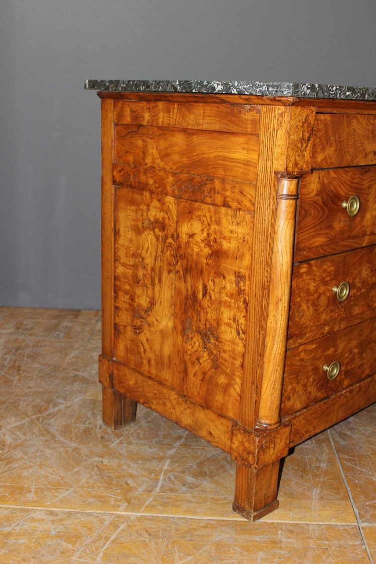 Commode Empire en loupe de frêne XIX