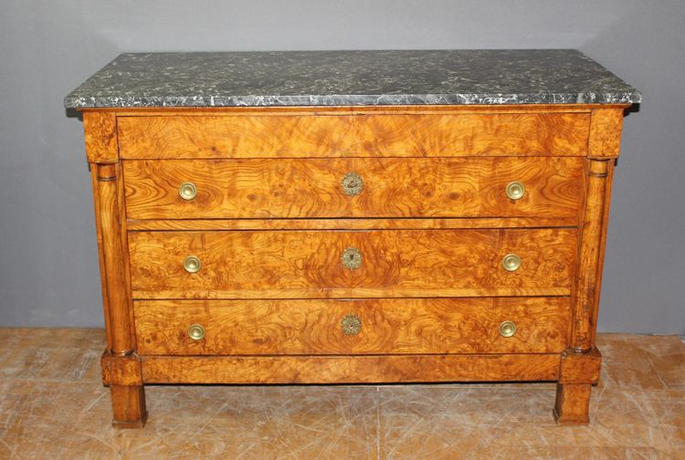 Commode Empire en loupe de frêne XIX