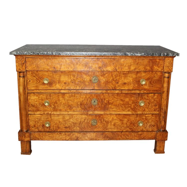 Commode Empire en loupe de frêne XIX