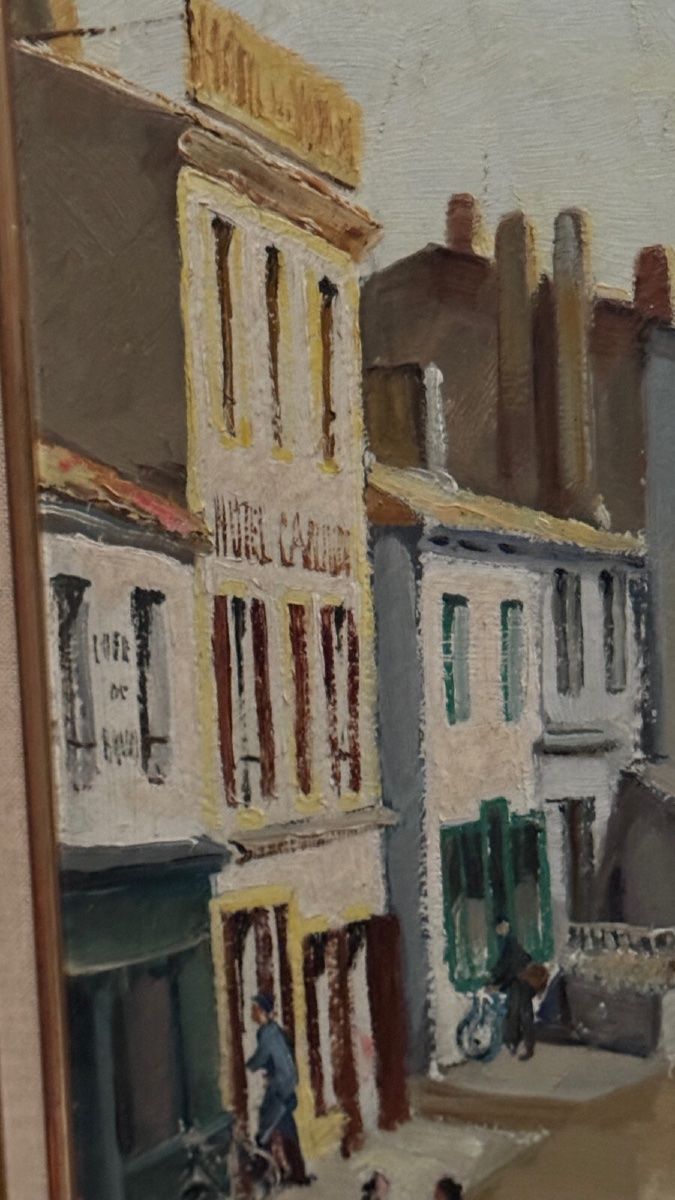 Olio su tavola di Yvon Dieulafé raffigurante un porto del XX secolo