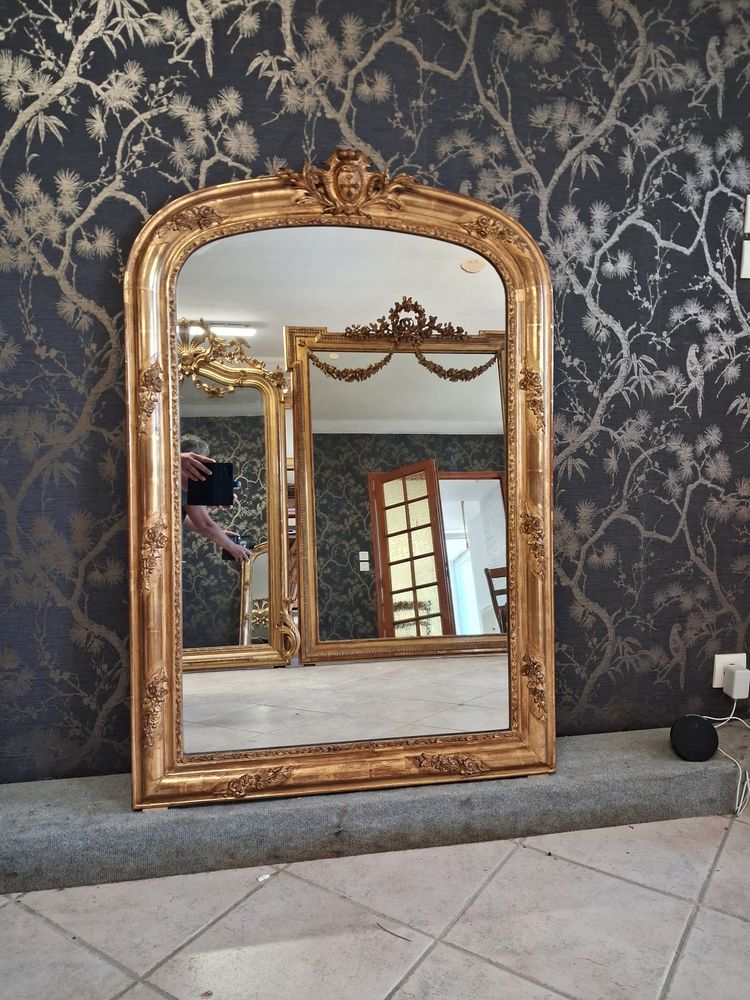 XIX 126 x 85 mirror with Louis XV pediment