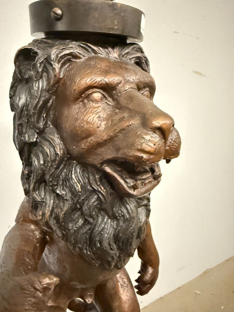 Sculpture ancienne en bronze, lion, 20ème siècle, 82x30cm