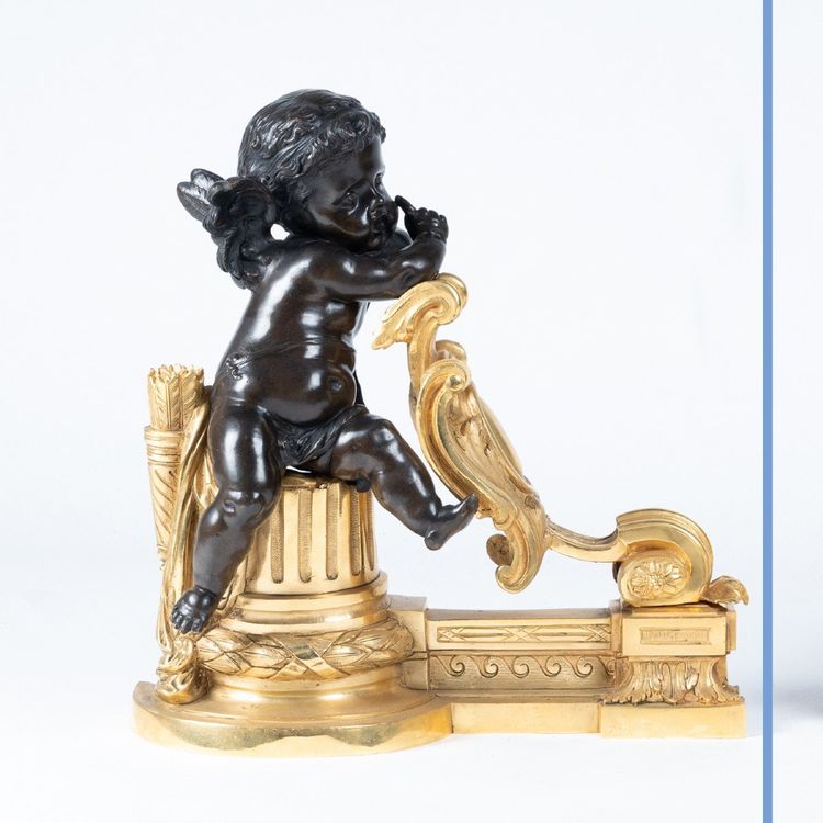Bronzestabendenden mit Puttendekor, XIX.