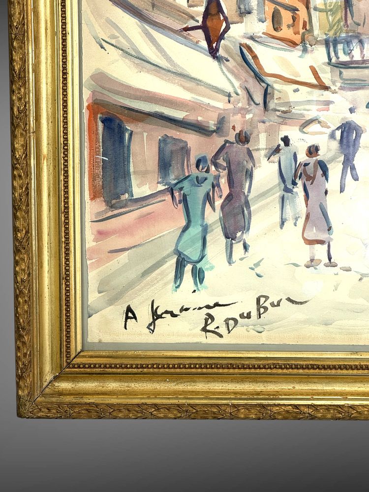 ROLAND DUBUC (PITTORE DI MONTMARTRE) CARTA A GUAZZO "LE SACRÉ CŒUR A PARIS