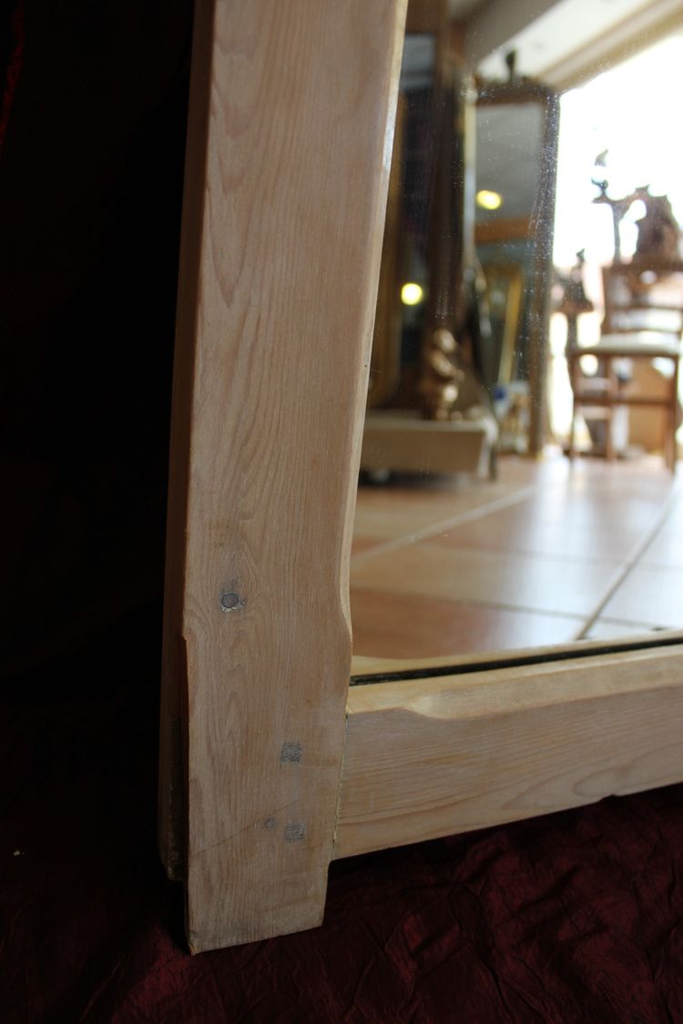 69 x 115 cm Pair of bleached waxed wood mirrors