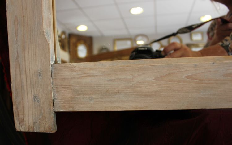 69 x 115 cm Pair of bleached waxed wood mirrors
