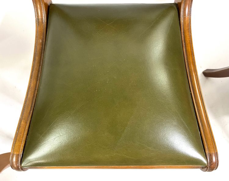 Ensemble de 4 chaises vintage en bois courbé – XXe siècle, assises en skaï vert