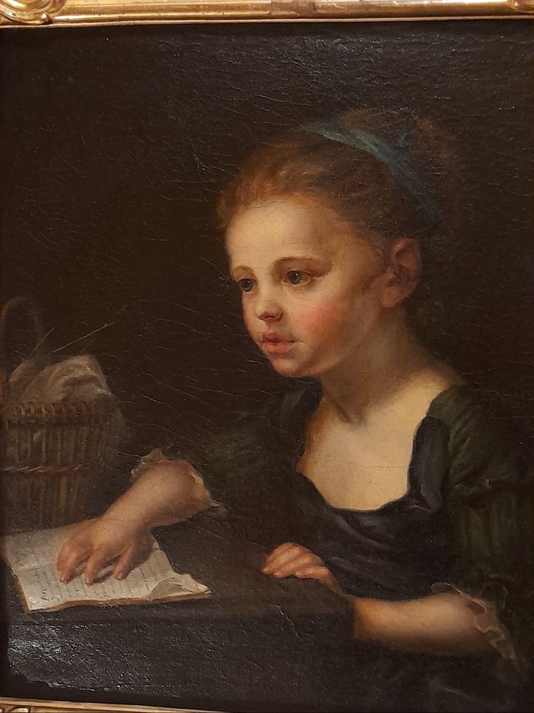 Portrait of a little girl oil on canvas 18th century