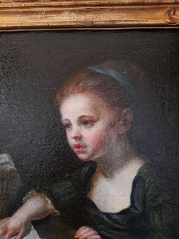 Portrait of a little girl oil on canvas 18th century
