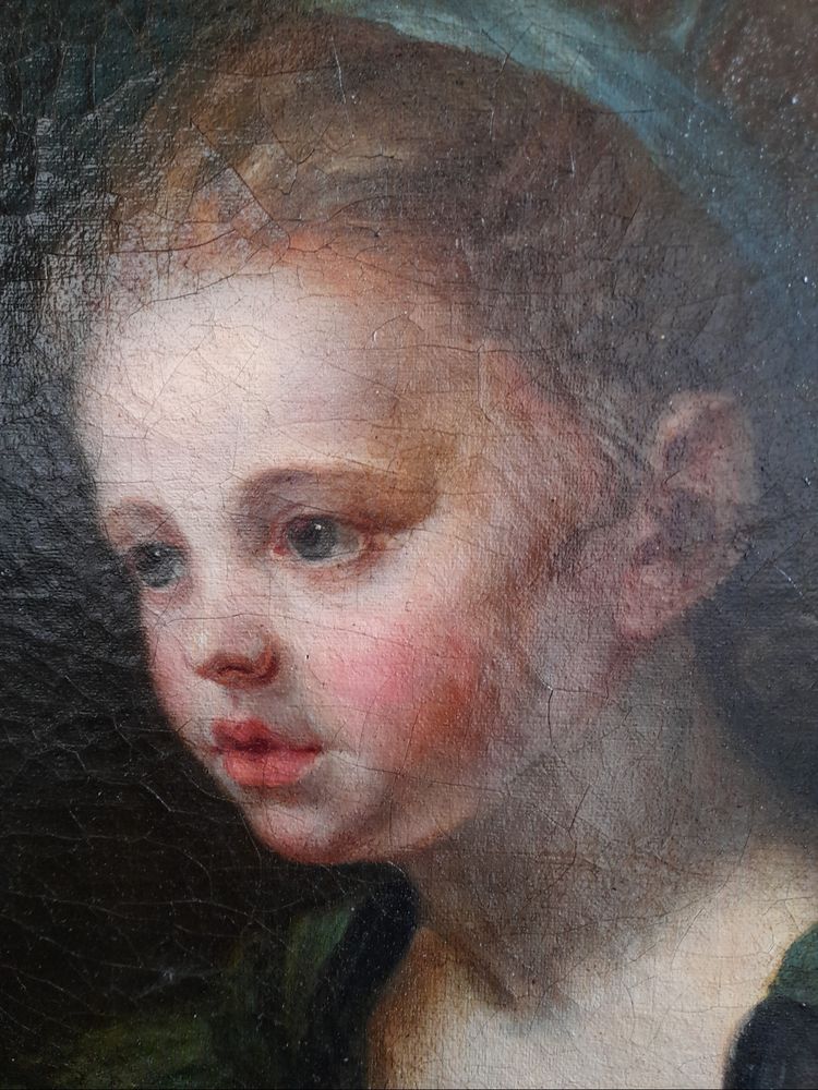 Portrait of a little girl oil on canvas 18th century