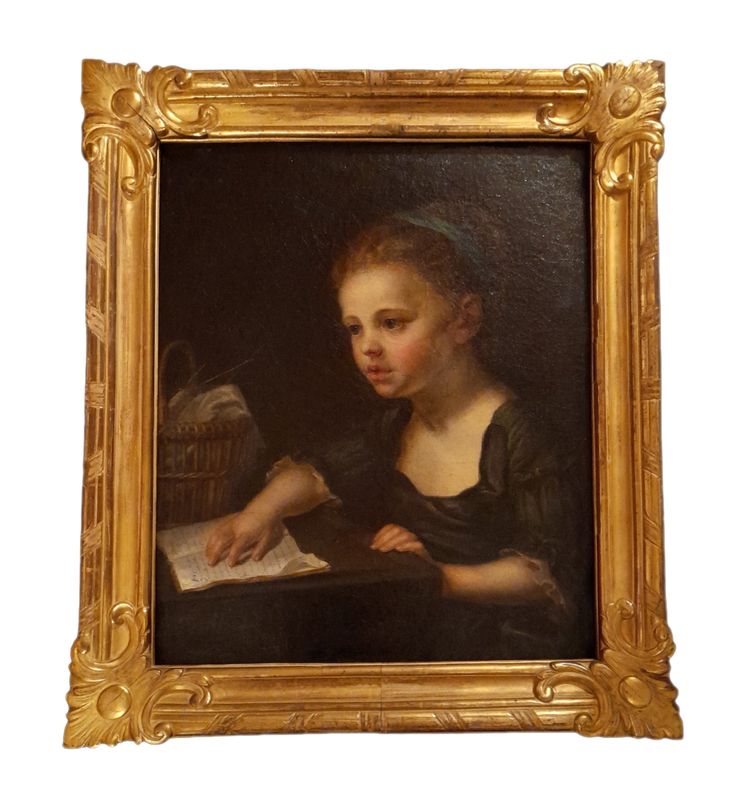Portrait of a little girl oil on canvas 18th century