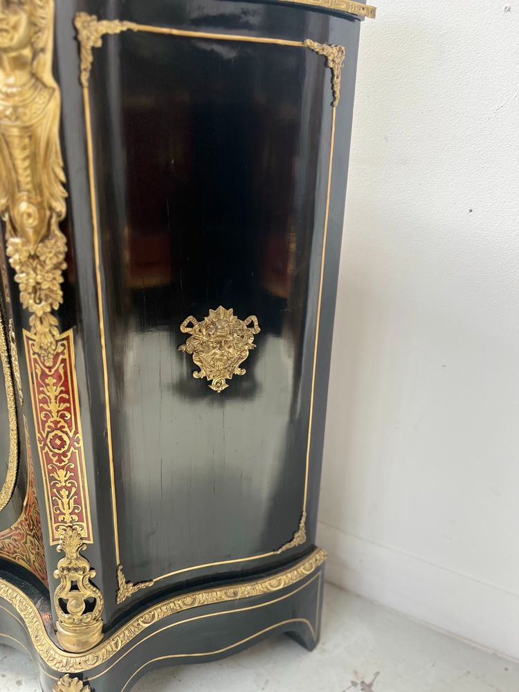 Armadio intarsiato in legno e ottone stile Boulle di Napoleone III del XIX secolo