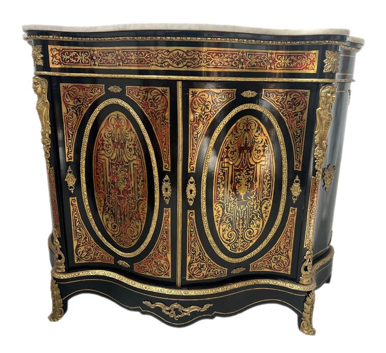 Armadio intarsiato in legno e ottone stile Boulle di Napoleone III del XIX secolo