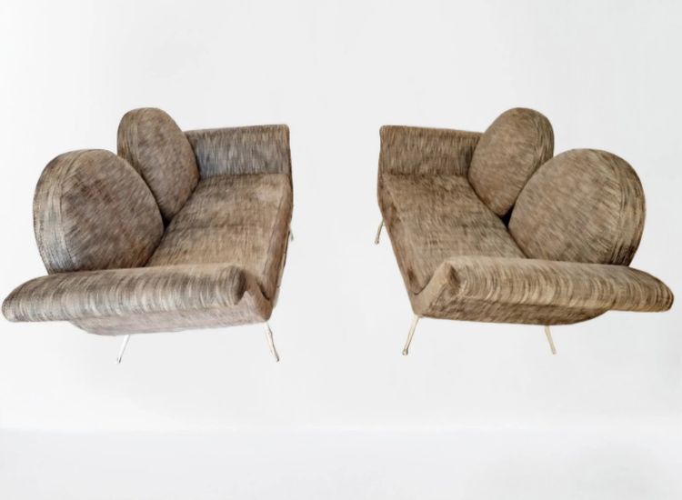 Pair of mid-century gondola sofas in the Salotti Ambrogi style