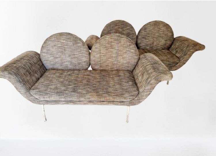 Pair of mid-century gondola sofas in the Salotti Ambrogi style