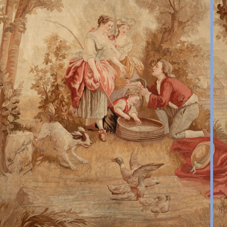 Manifattura "Braquenié et Cie", arazzo "Les Pêcheurs d'anguilles", XIX secolo