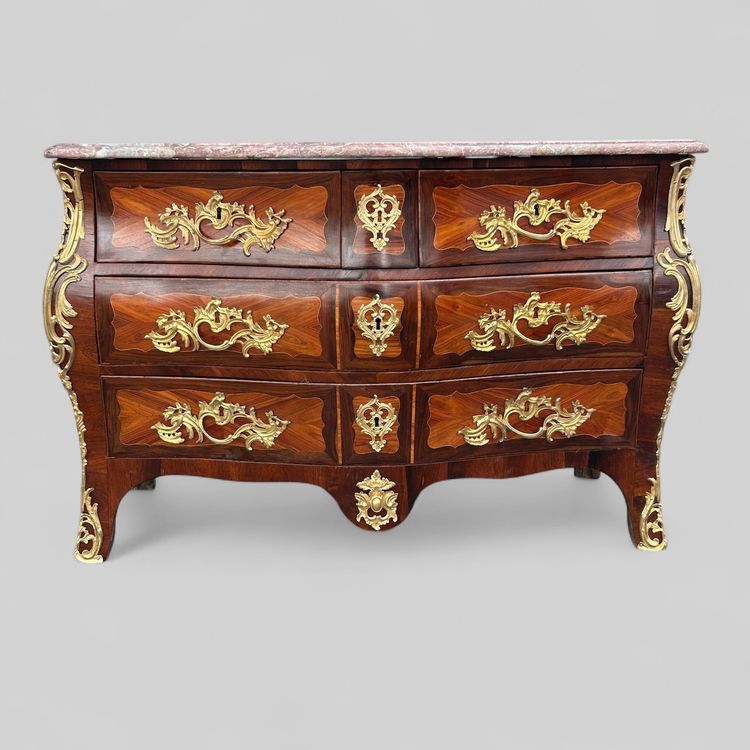 Importante Commode Tombeau En Marqueterie Estampillée De P. A Galligné époque Louis XV XVIIIème