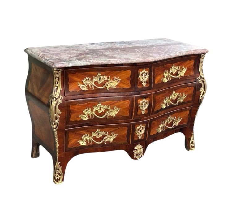 Importante Commode Tombeau En Marqueterie Estampillée De P. A Galligné époque Louis XV XVIIIème