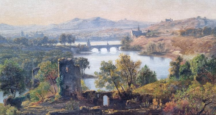 Jan KOBELL Il Vecchio - Paesaggio con rovine, un ponte e un fiume