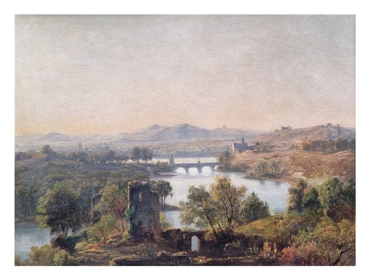 Jan KOBELL Il Vecchio - Paesaggio con rovine, un ponte e un fiume