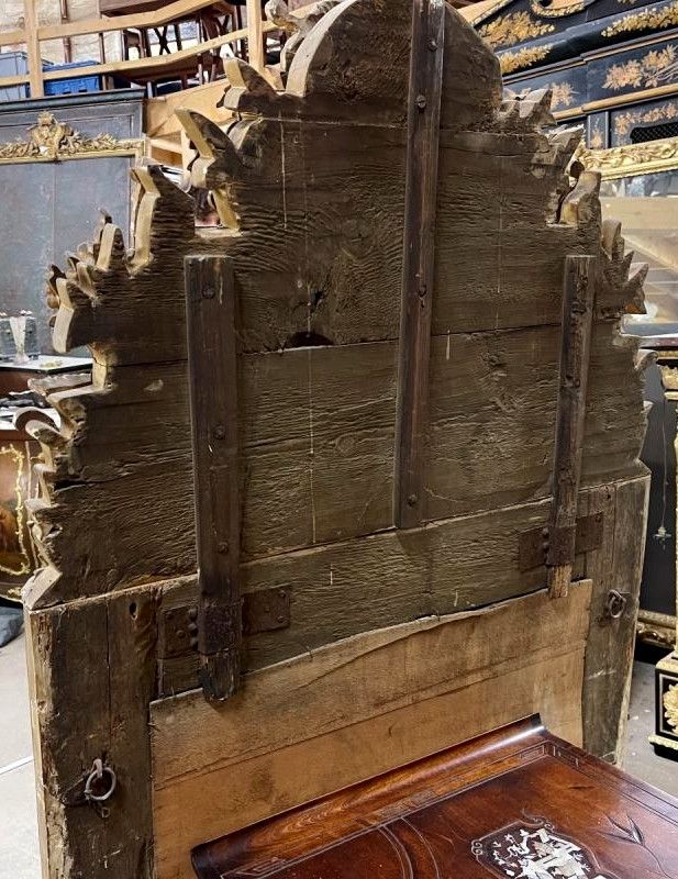 Grande specchio d'epoca Regency con due barre smaltate dorate