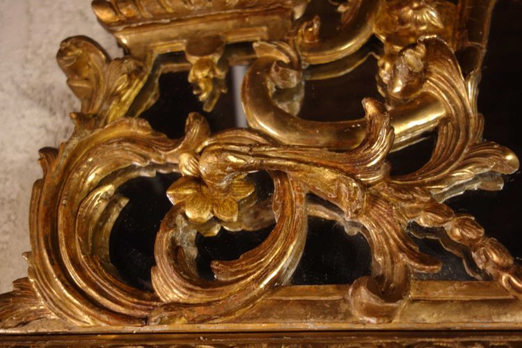 Grande specchio d'epoca Regency con due barre smaltate dorate