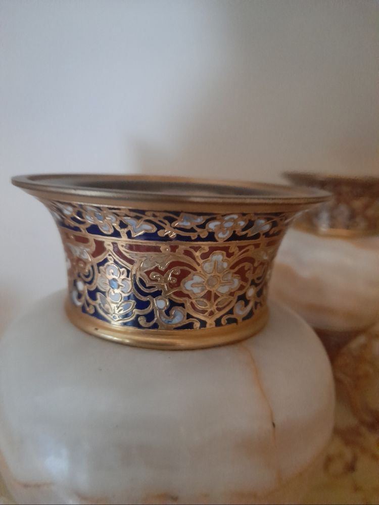 Onyx-bronze-enamel vases 19th century