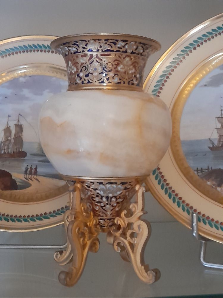 Onyx-bronze-enamel vases 19th century
