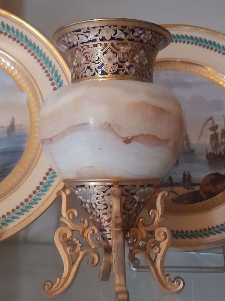 Onyx-bronze-enamel vases 19th century