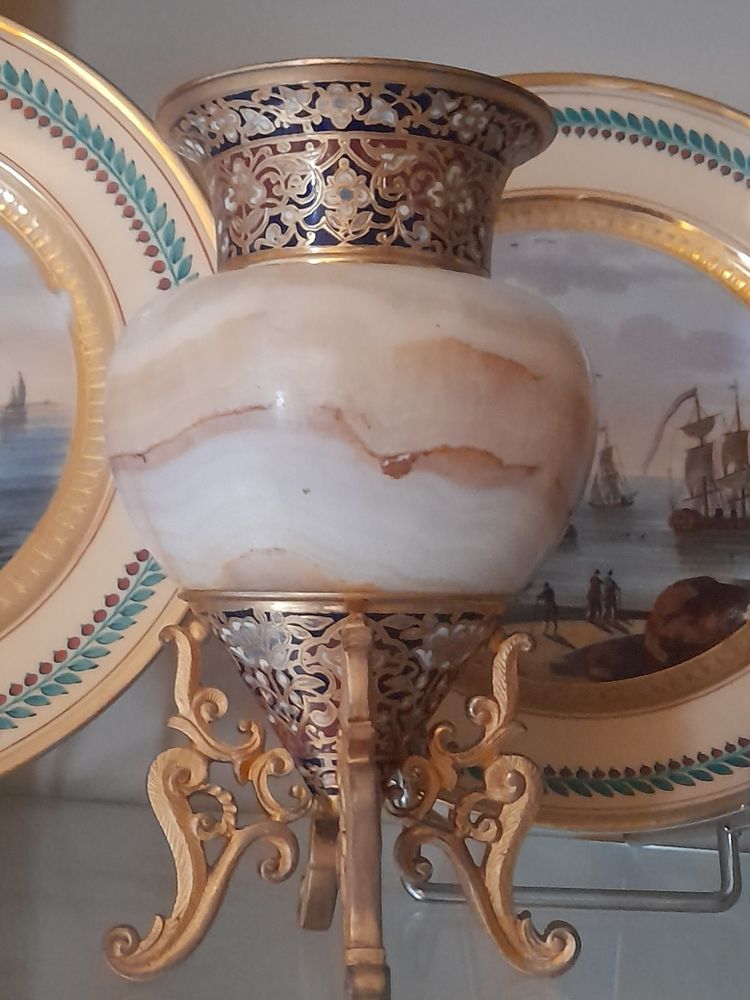Onyx-bronze-enamel vases 19th century