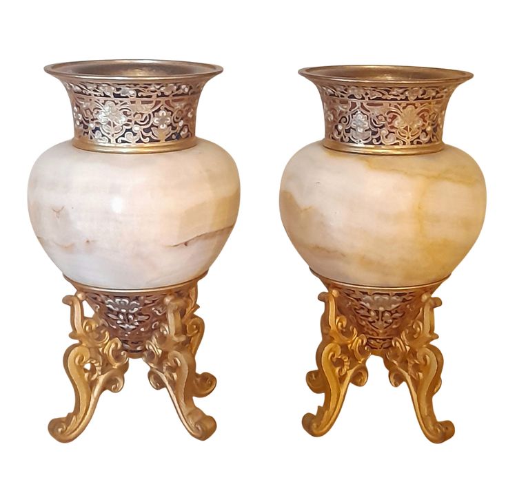 Onyx-bronze-enamel vases 19th century