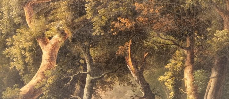 Lazare BRUANDET (Attributed to) - Forest landscape with a couple and their donkey