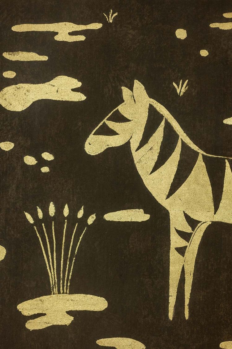 Bemalte Leinwand mit Zebra-Dekor. Arbeit eines zeitgenössischen Künstlers. LS5724675B