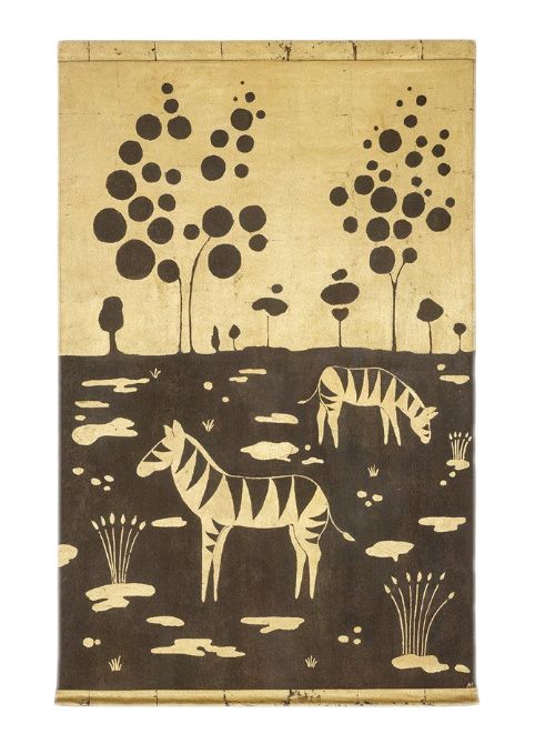 Bemalte Leinwand mit Zebra-Dekor. Arbeit eines zeitgenössischen Künstlers. LS5724675B