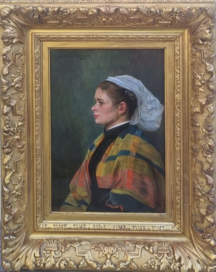 Félix BERNE-BELLECOUR - Porträt von Léontine Oury in einer Tracht aus Tours