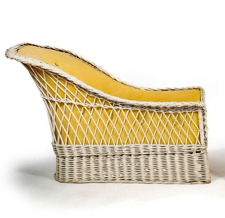  Maison & Jardin , Pair of original lacquered wicker chaise longue circa 1950/1960