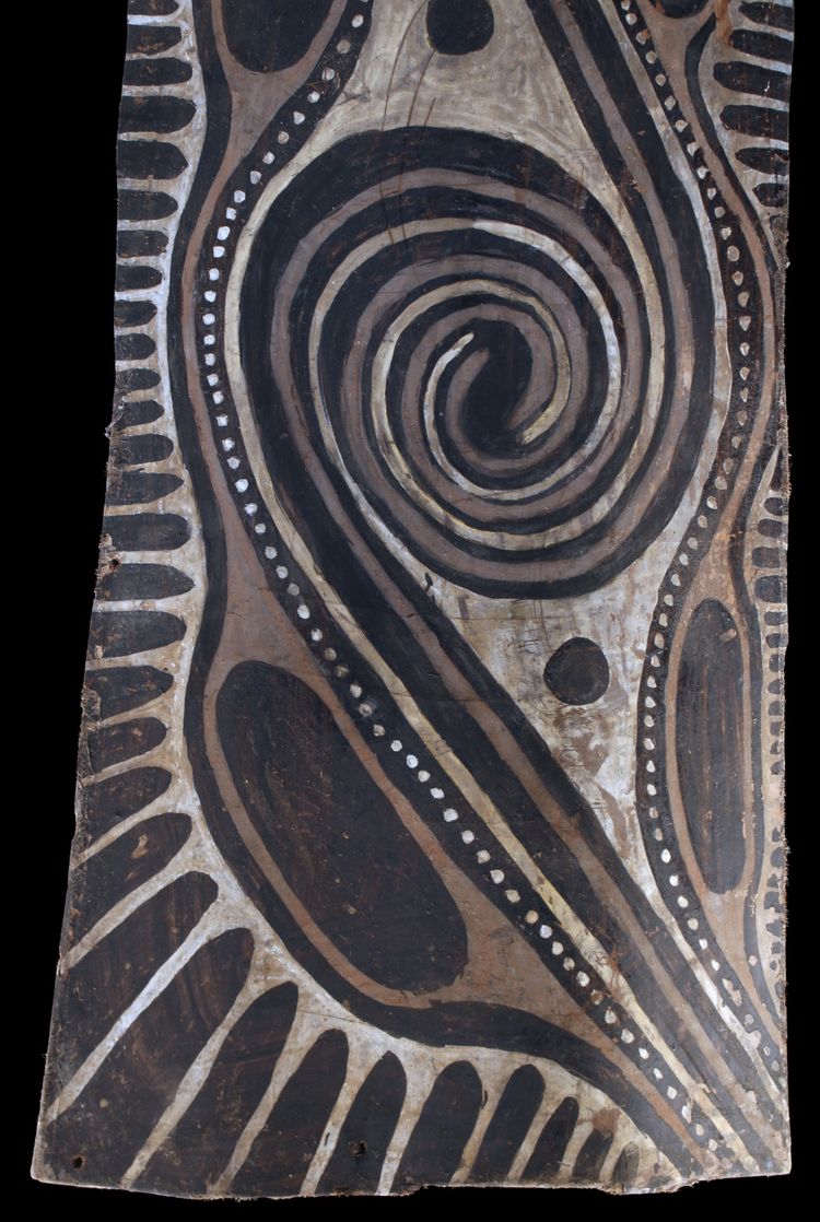 Bemalte Rinde, Ozeanische Kunst, Frühe Kunst, Stammeskunst, Gemälde, Ozeanien, Pazifik, 110 cm